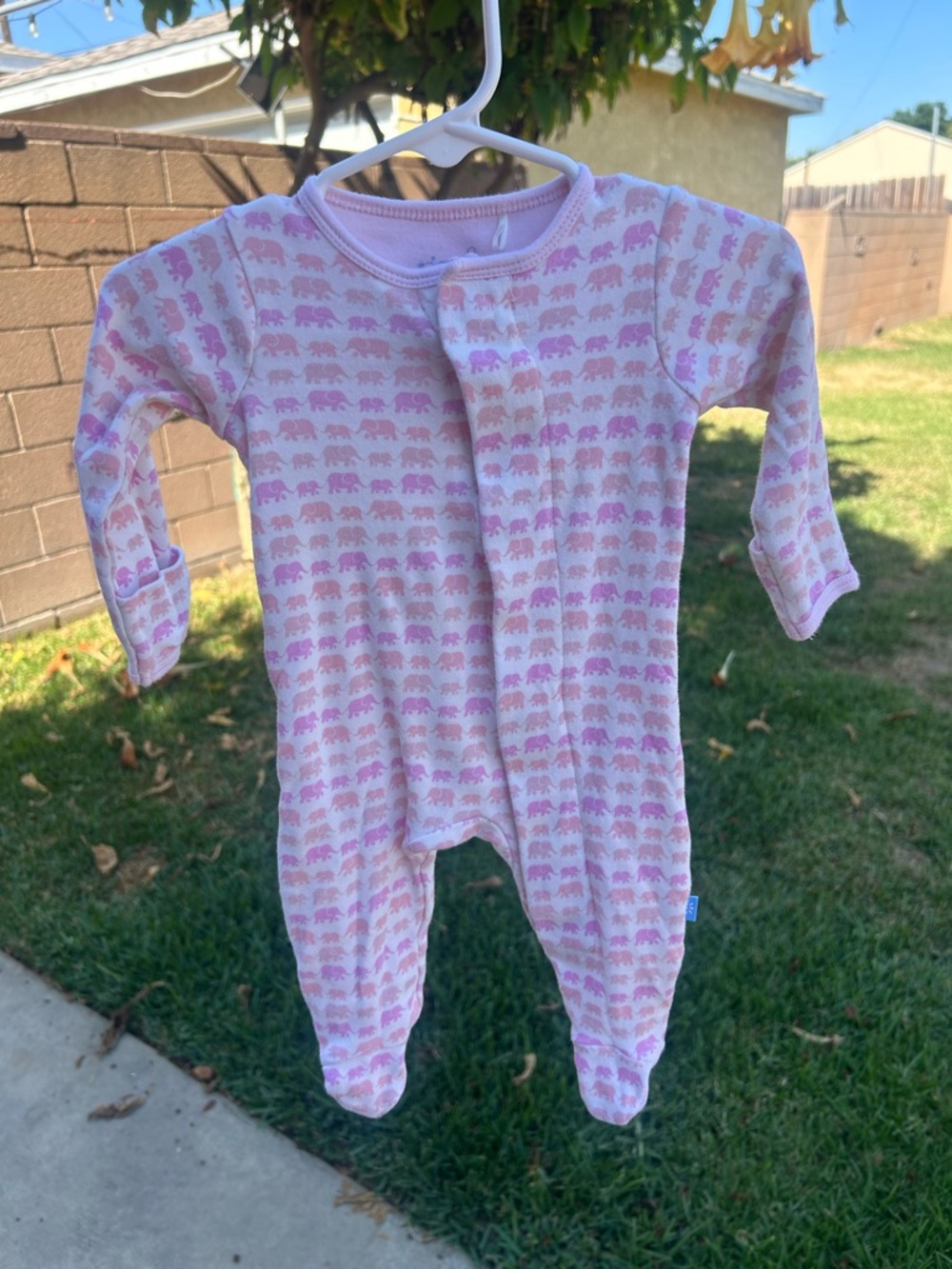 Magnetic Me Pink and White Elephant Print One-Piece Footie